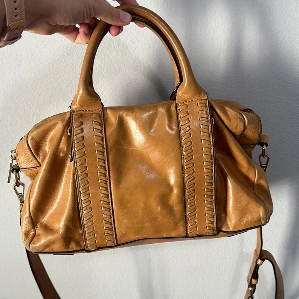 REBECCA MINKOFF Camel Vanity Zip Satchel Detachable Strap Purse Bag - Picture 2 of 8